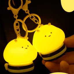 Mini Bee Keychain Night Light Anime Figure Toy Cartoon Gift for Kids Bag Decoration Portable Keyring Night Lights Birthday Gifts