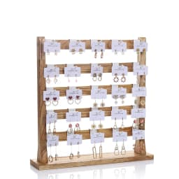 Charcoal Fired Solid Wood Hook Earring Holder Storage Earring Cardboard Jewelry Holder 4/5/6Layers Capacity Earring Holder