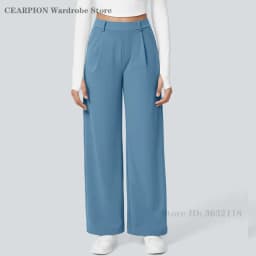 Womens Solid Color Straight Pant Loose Stretch Yoga Pants with Pockets Streetwear Outdoor Sports Pants Joggers Baggy Trousers