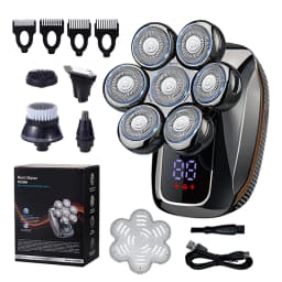 Floating 7-Blade 5-in-1 Electric Shaver For Men Rechargeable Nose Hair Trimmer Facial Cleaning Massager Bald Head Beard Razor