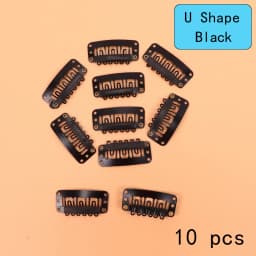 10Pcs 32Mm Hair Clips U-Shape Metal Clips For Hair Extensions 9-Teeth Wig Clip For Women Wig Accessories Black Brown Beige