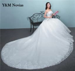 Customized New Luxury Beading Brush Train Lace Up Wedding Dress Sexy Strapless Applique Plus Size Bridal Gown Vestido De Noiva