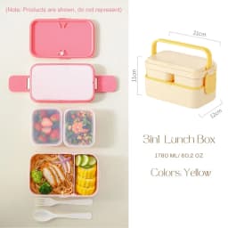 2 Layer / Single Bento Box with Handle,Large Capacity Leak-proof Lunch Box,Snack Food Storage Containers for Kids,Microwave Safe