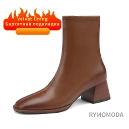 Women Ankle Boots Handmade Luxury Genuine Leather Medium Heels Zipper Black Short Boot Elegant Female Booties Designer Shoe 42