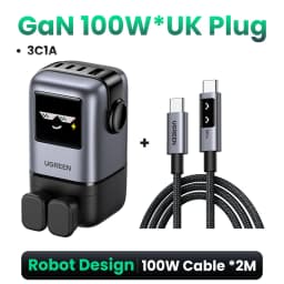 UGREEN Uno 100W GaN Charger Robot Design QC4.0 3.0 PPS PD 3.0 Fast Charger for iPhone 18 17 16 Pro Macbook Air Laptops Tablets