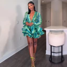Sexy Deep V Neck Print Chiffon Mini Dress Elegant Long Sleeve Belted Tiered Ruffle Gown Lady Summer Party Beach Holiday Outfit