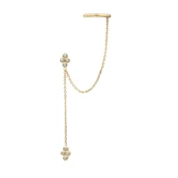Stainless Steel Gold Color Chain Dangle Drop Earrings for Women Zirconia Pendant Clip Earring Vacation Party Jewelry Accessories