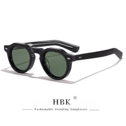 HBK Classic Round Men Sunglasses Vintage Small Frame High-Quality Acetate Frame Sun Glasses Women Party Travel Outdoor Glasses