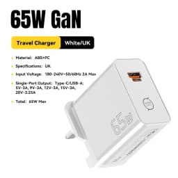 ESSAGER 65W GaN Fast Charger PD3.0 PPS QC4.0 Compatible with iPhone 17/16 Samsung MacBook Air Huawei - Compact High-Speed Charge