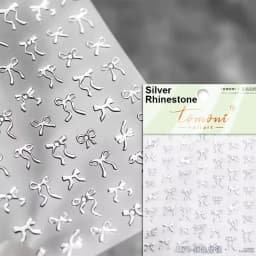 1pcs 5D Diamond Japanese White Lace Bow Nail Art Stickers Pearl Rhinestones Nail Decoration Adhesive Decals Slider DIY Accessory