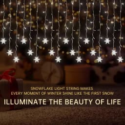 Solar Snowflake LED Lights Outdoor Waterproof IP54 Rating 8 Modes Flashing Wave Steady Light Warm White Colorful Holiday Decor