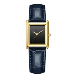 Luxury Watch for Men Square Rectangle Reloj Sliver Orologio Black Leather Strap Stainless Steel Quartz Wristwatch Male Man Clock