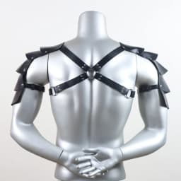 Men Medieval PU Leather Shoulder Armor Belt Halloween Cosplay Knight Body Chest Harness Adjustable Viking Shoulder Belt