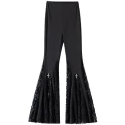 Y2K Gothic Black Lace Mesh Flared Pants Sexy Harajuku Aesthetic See Through Long Trousers Vintage Women Summer Pants Streetwear