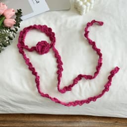2026 New Sweet Cool Style Clavicle Chain Hand-Woven Crocheted Rose Necklace Popular Sweater Atmosphere Neck Flower Long Scarf