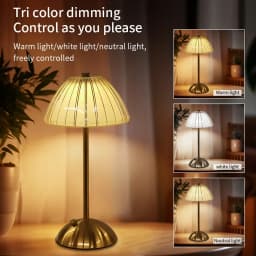 Rechargeable Touch Table Lamp 3 Colors Dimmable Artificial Crystal Lamp Portable Night Light for Bedroom Living Room Restaurant