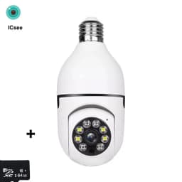 ICsee E27 6MP Bulb WiFi Camera Dual Lens Dual Screen Auto Tracking Two Way Audio Color Night Vision for Indoor Security Camera