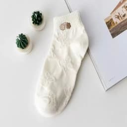 Cotton Women's Socks Frilly Ruffle Socks Spring Summer Casual Ankle Short Boat Socks Loose Knitting Solid Color Mid Tube Sock
