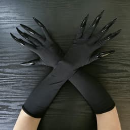 Halloween Scary Witches Nails 43cm Long Gloves Vampire Black Devil Claw Gloves Gothic Costume Party Cosplay Props Accessories