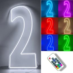 30inch Color-Changing Neon Sign Numbers - Free Standing & Hanging Option for Birthday Wedding Party Decor Lighting
