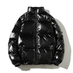 YASUGUOJI Winter Stand Collar Loose Bright Fabric Jacket Men Fashion Reflect Thick Warm Sliver Coat Men Plus Size Mens Clothing