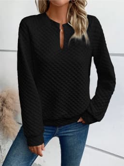 Casual Patchwork Slim Fit Hoodie with Regular Sleeve Elegant Commuter Mid Length Pullover Autumn Long Sleeve V Neck Women Hoodie