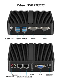 Intel Celeron J6412 Mini PC with Dual LAN 2xRS232/485 4xUSB 1xHDMI Support WiFi 4G LTE Linux Pfsense Computer Windows10 Ready
