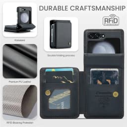 EUCAGR Luxury Magnetic Wallet PU Leather Case For Samsung Galaxy Z Flip 5 6 7 Card Solt Holder Pocket Cover For Galaxy Z Flip7 5