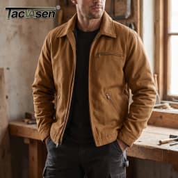 TACVASEN Heavy Duty Canvas Work Jackets Mens Construction Duck Retro Jacket Sherpa Waterproof Warm Winter Coats Cotton Pockets