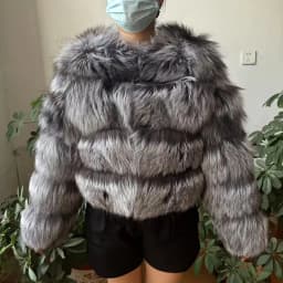 WEFURLENA Silver Fox Fur Coat Winter Jacket Women Natural Raccoon Fur Coat Street Warm Long Sleeve Natural Luxury Jackets