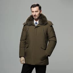 Canada Fashion Winter Jacket for Men Down Coat Parkas Men's White Goose Down Jacket Puffer Padding Detachable Fur Collar HYX0018