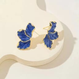 2PCSFashion Delicate Gold Plated Lrregular Back Earrings Heavy Design High Quality Cream Flower Earrings, The Best Family Gift F