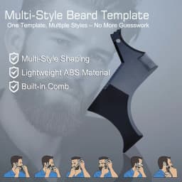 Gracemen Beard Template Kit - 11 in 1 Grooming Suit for Men - Beard Stencil & Brush & Comb & Razor & Scissors with Storage Bag