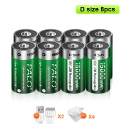 PALO 1.5V D Size Rechargeable Battery Type-C USB Charging LR20 Li-ion Batteries R20 Lithium Battery for Heater Gas Stove