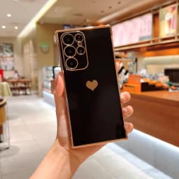 Luxury Plating Case For Samsung Galaxy A18 A17 A57 A55 5G S23 S24 FE S26 S25 S24 Ultra Love Heart Pattern Silicone Soft Cover