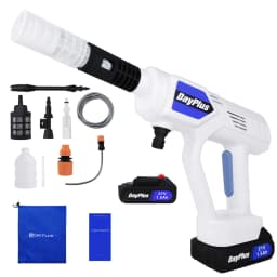 DayPlus Cordless Pressure Washer, 21V Portable 30 Bar/435 PSI High Power Washer Machine, 180°Free Adjustable, BatteryX2, 5m Hose