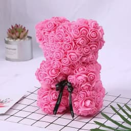 25cm Artificial Rose Teddy Bear with Gift Box, Romantic Valentine's Day Gift for Women, Ideal for Anniversary & Wedding