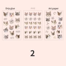 Mr Paper, Cute Cat Head Flat Stickers Cartoon Animal DIY Manual Decoration Stickers Kawaii Stationery Stickers for Phone Case