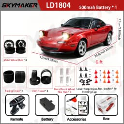 LDRC 1/18 RC Drift Car LD1804 Mazda MX5 2.4GHz with ESP Gyro LED Lights Full Scale Skymaker RC Toy Racing Cars For Kids Toy Gift