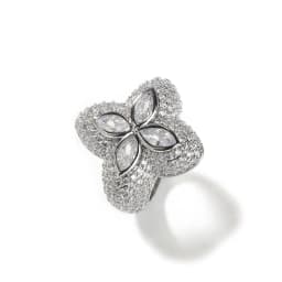 THE BLING KING Clover Flower Rings Micro Paved Out Green Cubic Zirconia Punk Ring Hiphop Jewelry For Men Women Party Gift