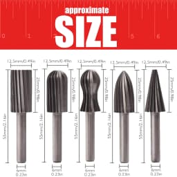 5pcs Hex Shank Rotary Steel File Set for Drilling, Grinding, Sanding & Engraving - Durable Carbon Steel, Dark Gray