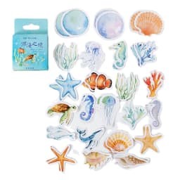 46pcs Deep Sea Theme Cute Animal Decorative Boxed Stickers for Scrapbooking Diary Journal Planner Stationery Album Phone Label