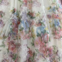 New In Flower Print Irregular Mesh Floral Mesh Long Skirt Women 2025 Spring French Elegant Style A-line Tulle Skirts