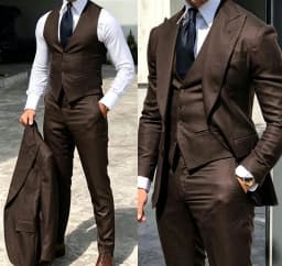 Classy Wedding Tuxedos Suits Slim Fit Bridegroom For Men 3 Pieces Groomsmen Suit Male Cheap Formal Business (Jacket+Vest+Pants