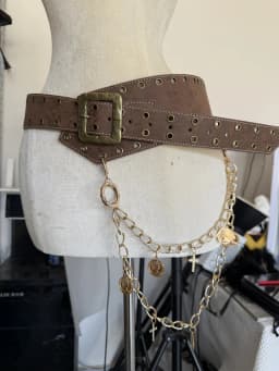 Punk Studded Irregular Tortoise Belt Hairy Cross Chain Pu Personalized Belt Spice Girls Dark Jeans Accessory Belt