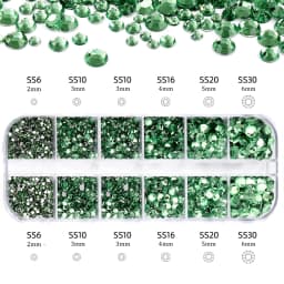 Nail Art Rhinestones Kit 2400pcs Nail Gems Ab Flatback Rhinestones Gems Stones with Storage Organizer for Design Bright Holiday