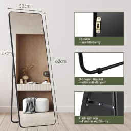 Full Body Mirror Standing Mirror, Full Length Mirror, 162 x 50cm, Large Floor Mirror with Stand for Leaning or Hanging Bedroom