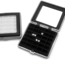 Push Soft Silicone Pad Transparent Glass Gem Box Grid Ring Surface Display Case Metal Bare Stone Container Black