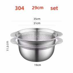 Vegetable washing basin Basket rice washing artifact Fruit filter basin Strainer Kitchen items 304 stainless steel drain basket