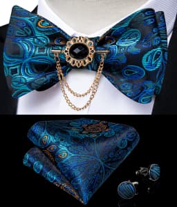 Exqusite Men's Self-tie Bowties Wedding Neck Ties For Man Accessories Cufflinks Hanky Brooch Set Red Black Yellow Blue Bowtie